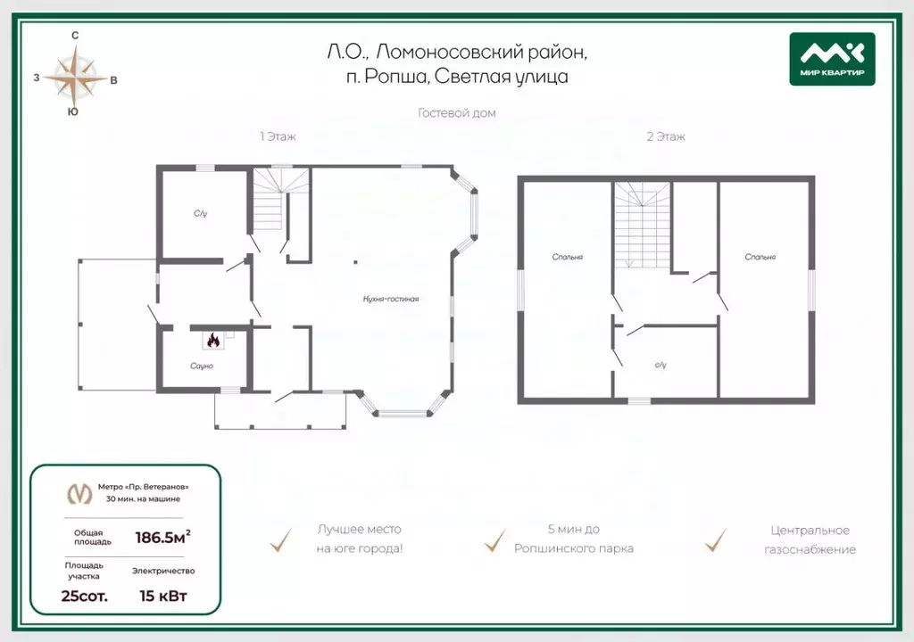 Коттедж в Ленинградская область, Ломоносовский район, Ропшинское ... - Фото 2