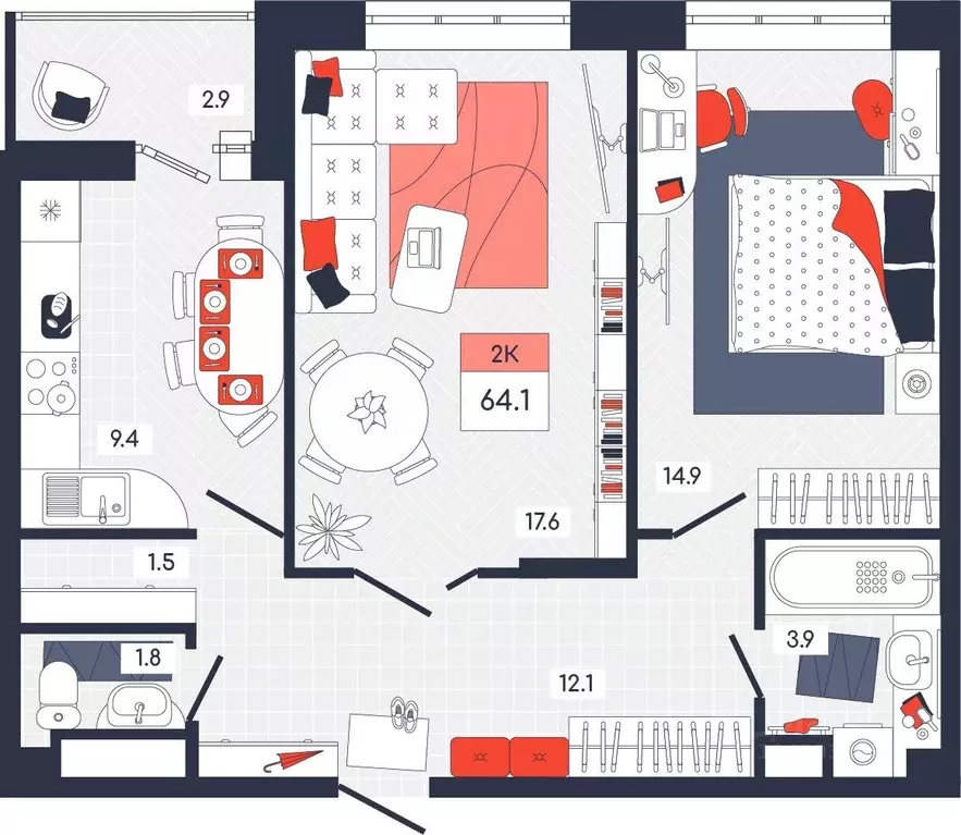 2-к кв. Тульская область, Тула ул. Академика Насоновой, 9 (64.1 м) - Фото 1