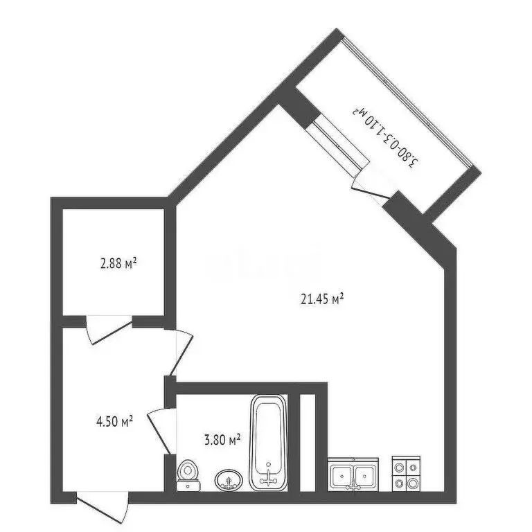 Квартира-студия: Краснодар, Дубравная улица, 1 (32.6 м) - Фото 0