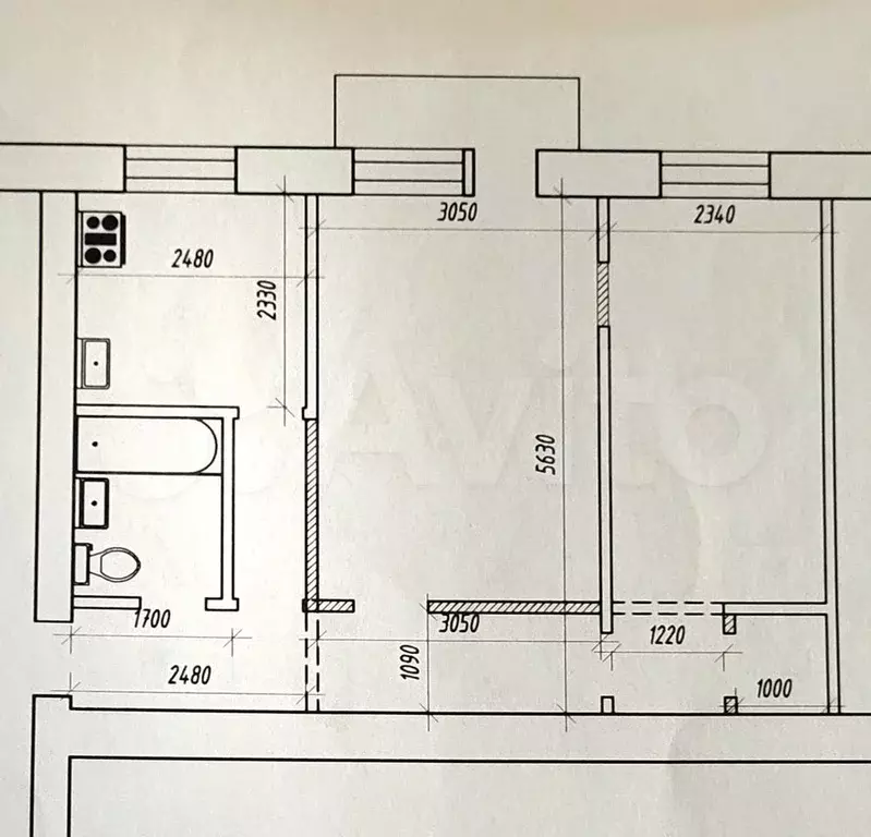 2-к. квартира, 42,6 м, 5/5 эт. - Фото 0