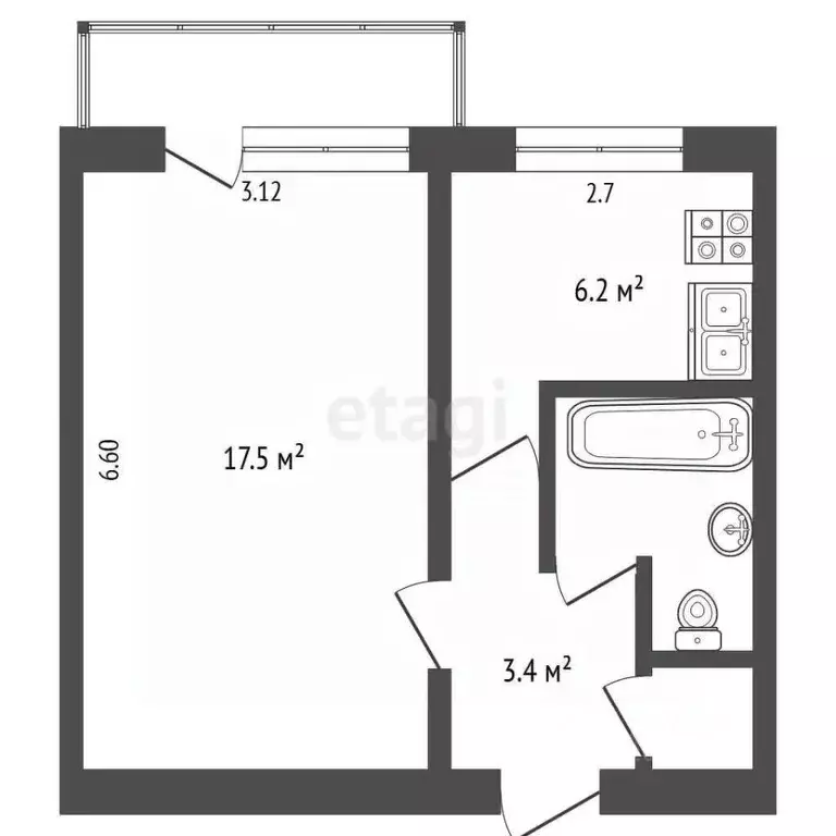 1-к кв. Камчатский край, Елизово ул. Ленина, 44 (30.0 м) - Фото 1