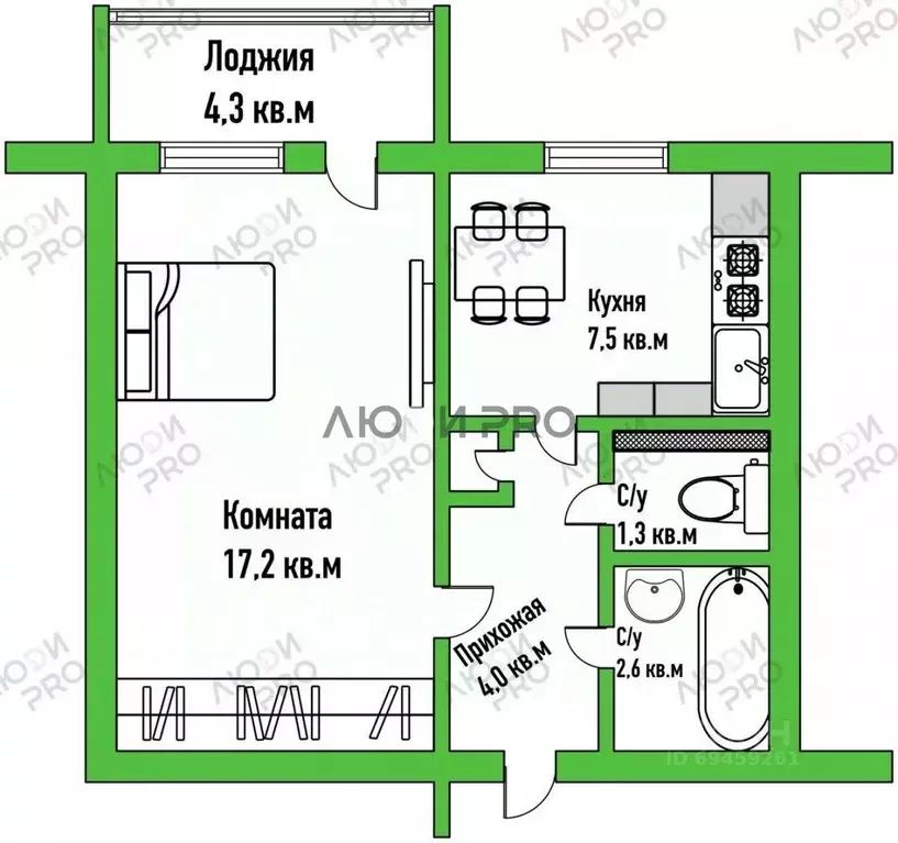 1-к кв. Кировская область, Киров ул. Маршала И.С. Конева, 7 (33.0 м) - Фото 2