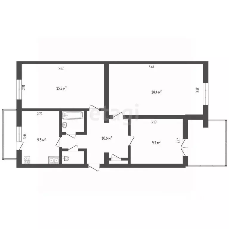 3-к кв. Крым, Симферополь городской округ, Грэсовский пгт ул. ... - Фото 2