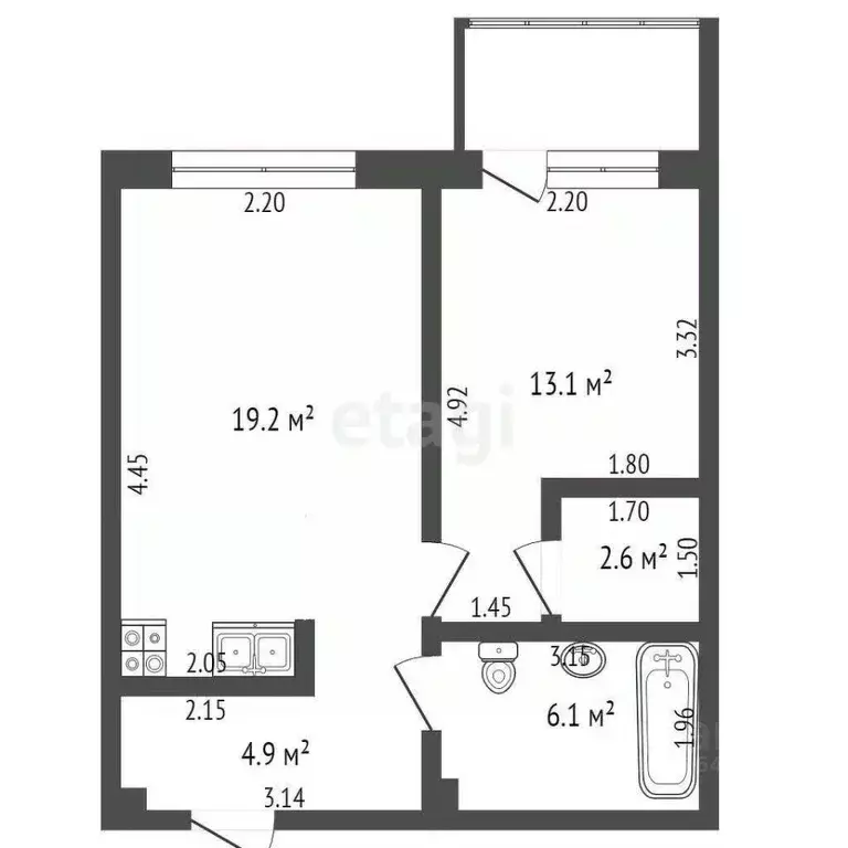 2-к кв. Москва наб. Марка Шагала, 11к2 (47.2 м) - Фото 1