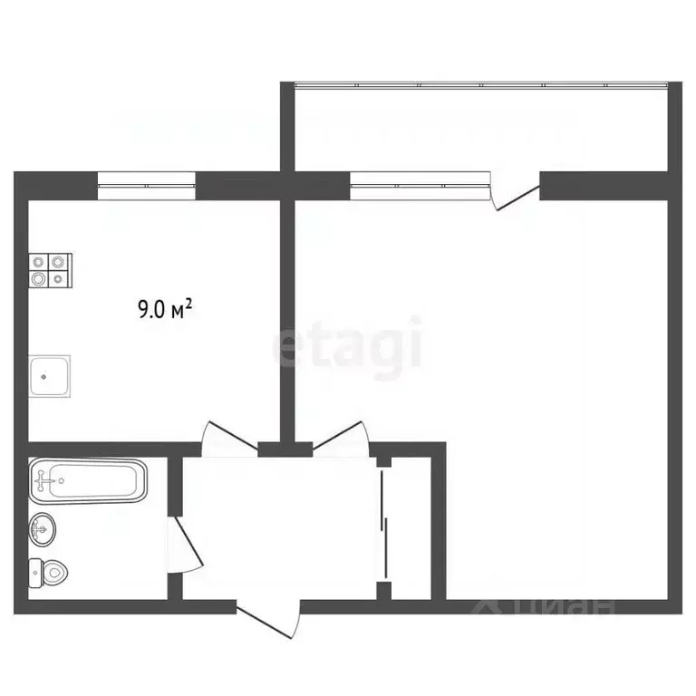 1-к кв. Владимирская область, Муром ул. Карла Маркса, 66 (33.1 м) - Фото 1
