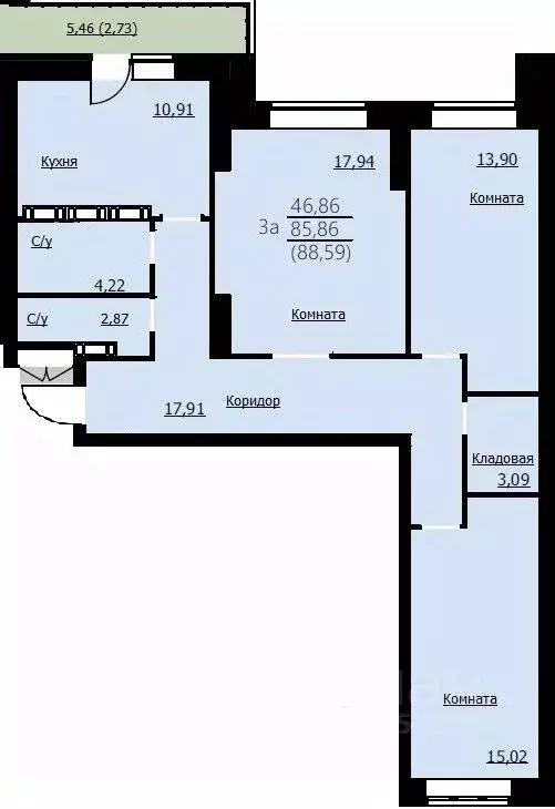 3-к кв. Ярославская область, Ярославль Красноборская ул., 38к2 (88.59 ... - Фото 1