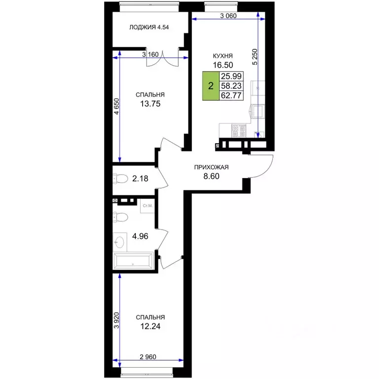 2-к кв. Калининградская область, Гурьевск Включи жилой комплекс (62.77 ... - Фото 1
