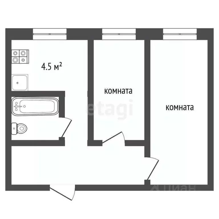 2-к кв. Ярославская область, Рыбинск Молодежная ул., 19 (35.5 м) - Фото 2