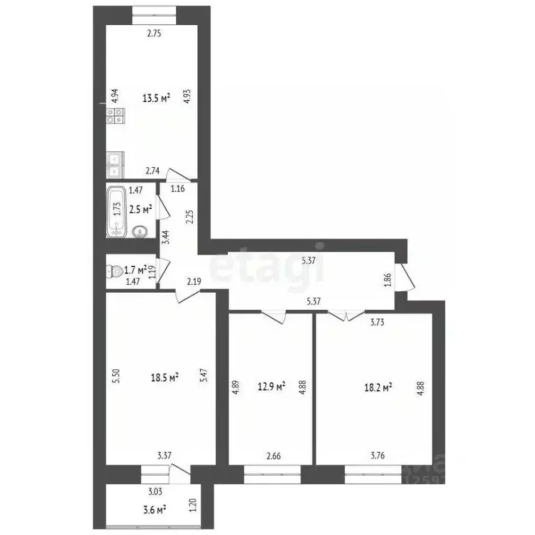 3-к кв. Тамбовская область, Тамбов Селезневская ул., 2Бк2 (82.7 м) - Фото 1