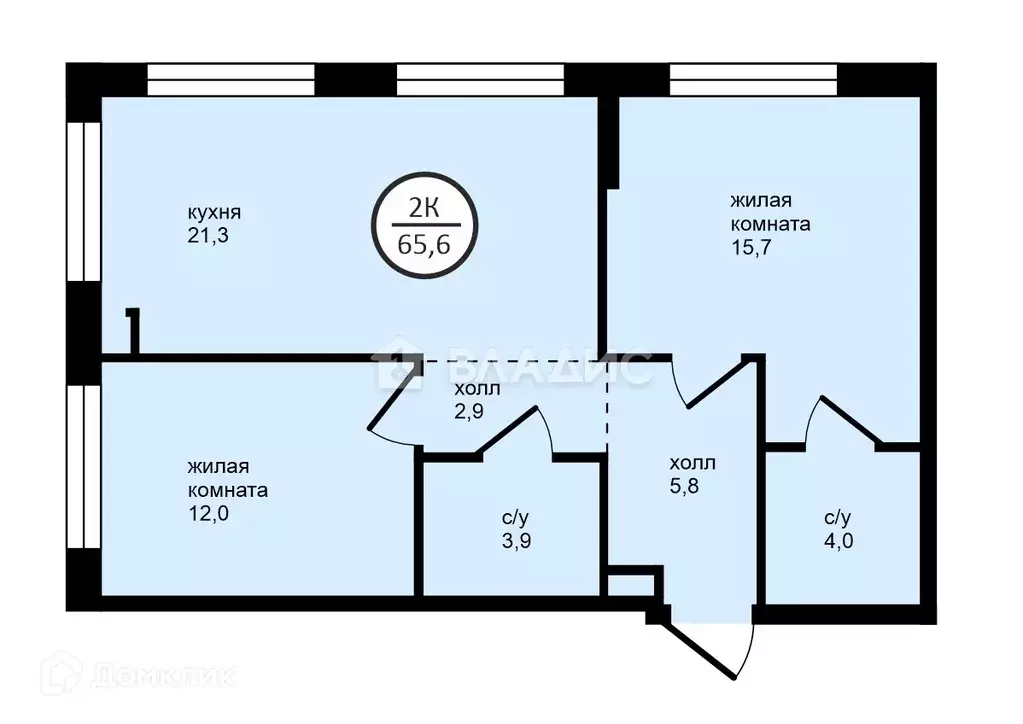 Продаётся 2-к квартира, 65.6 м - Фото 1
