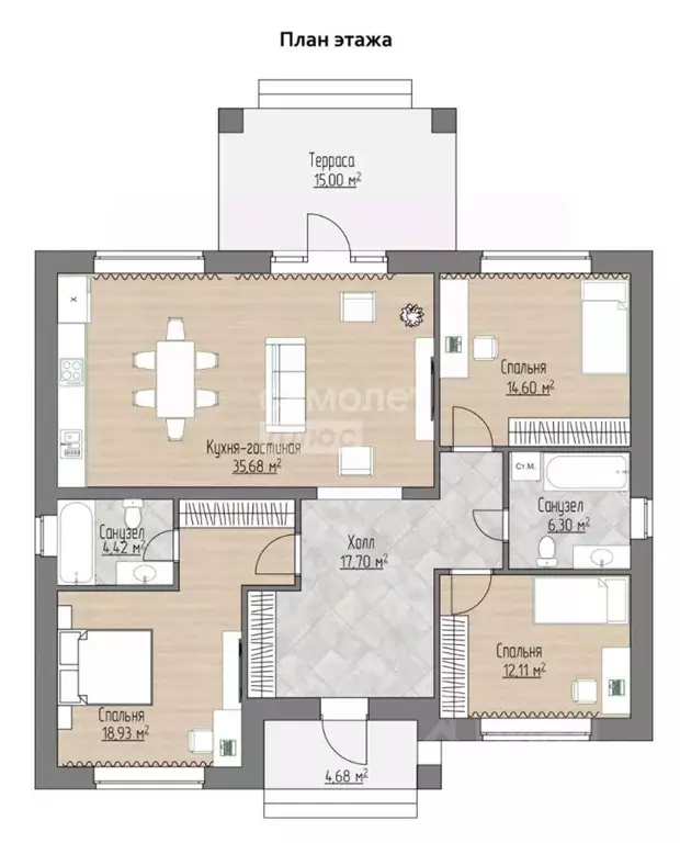 Дом в Марий Эл, Медведевский район, Руэмское с/пос, д. Нолька  (130 м) - Фото 2