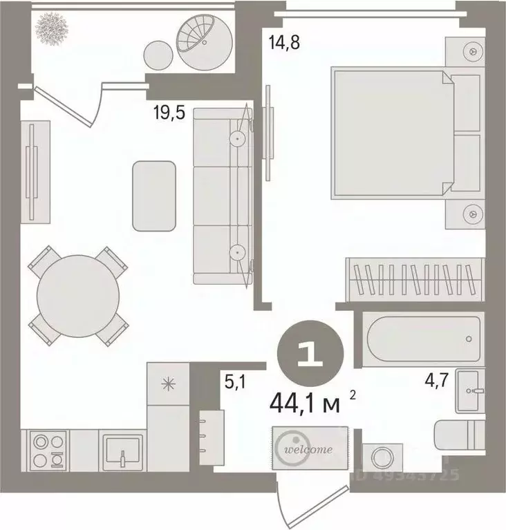 1-к кв. Свердловская область, Екатеринбург ул. Московская, 194 (44.3 ... - Фото 2