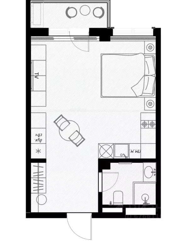 Студия Краснодарский край, Сочи ул. Ленина, 290/8к2 (35.9 м) - Фото 0