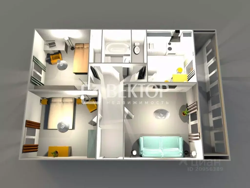 3-к кв. Костромская область, Кострома Новосельская ул., 15 (60.0 м) - Фото 2