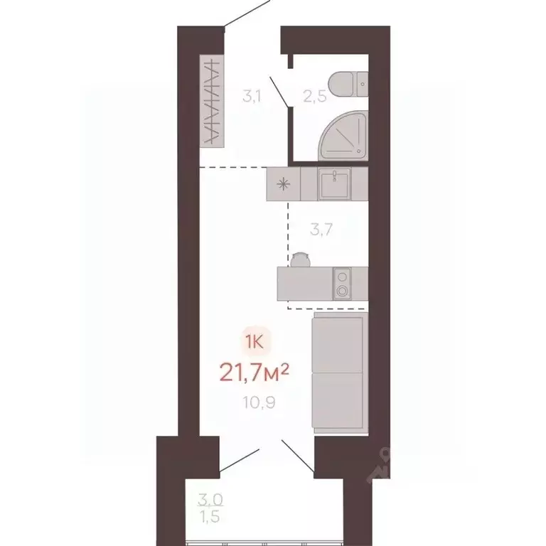 1-к кв. Алтайский край, Новоалтайск ул. Южсиба, 52А (21.9 м) - Фото 0