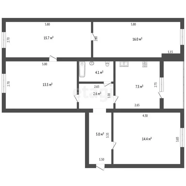4-комнатная квартира: Лениногорск, улица Гагарина, 33 (78 м) - Фото 1