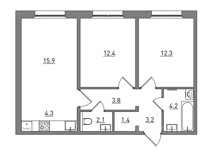 3-к кв. Кировская область, Киров ул. Чистопрудненская, 13А (59.6 м) - Фото 1
