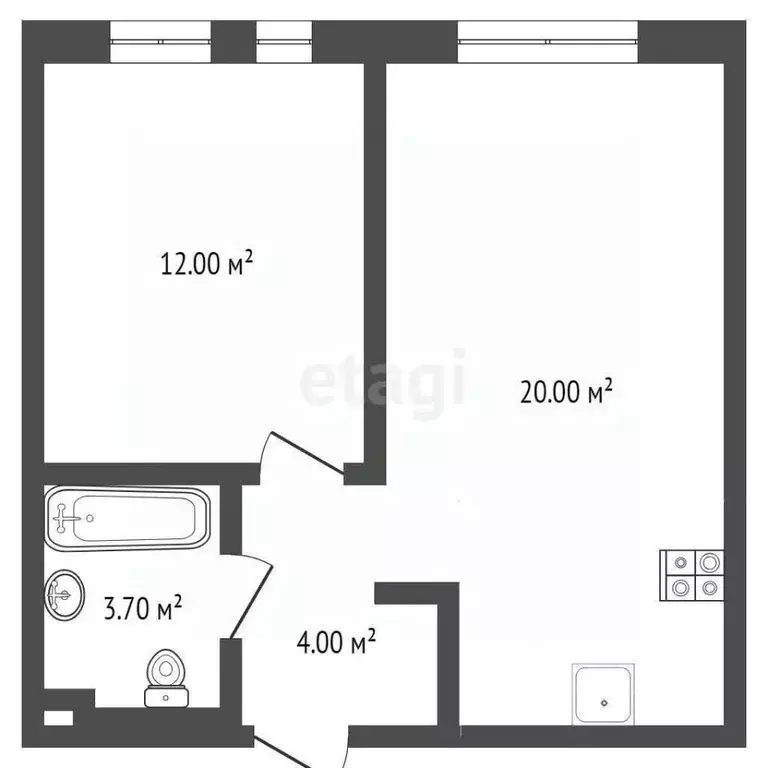 1-к кв. Тюменская область, Тюмень Полевая ул., 117к4 (39.7 м) - Фото 1