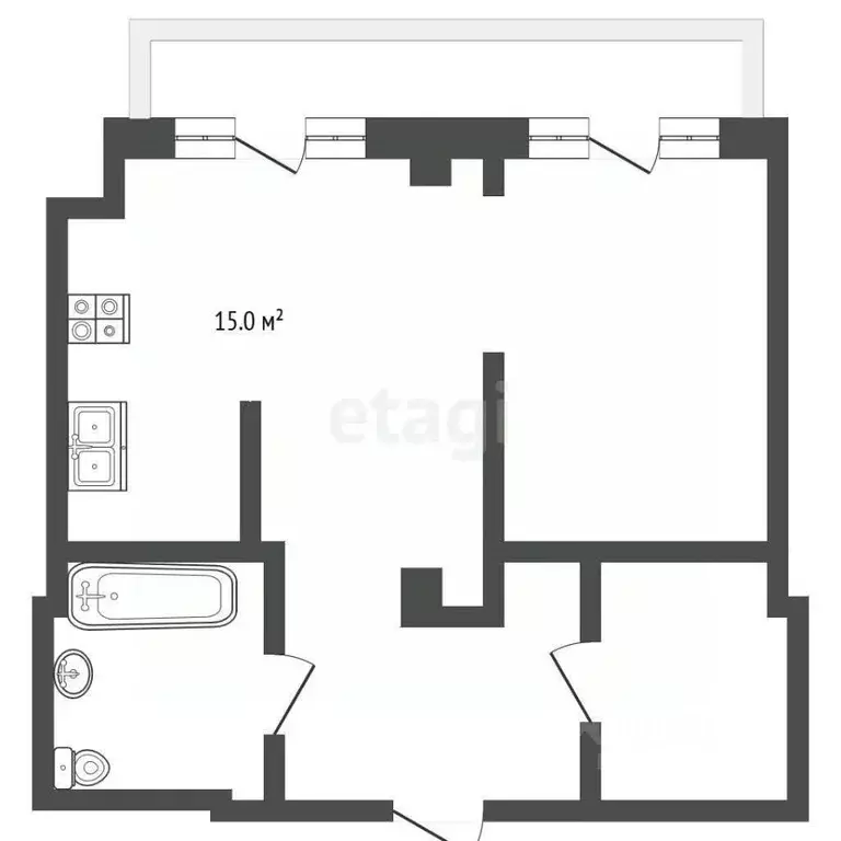 1-к кв. Крым, Ялта муниципальный округ, Ливадия пгт ул. Виноградная, ... - Фото 2