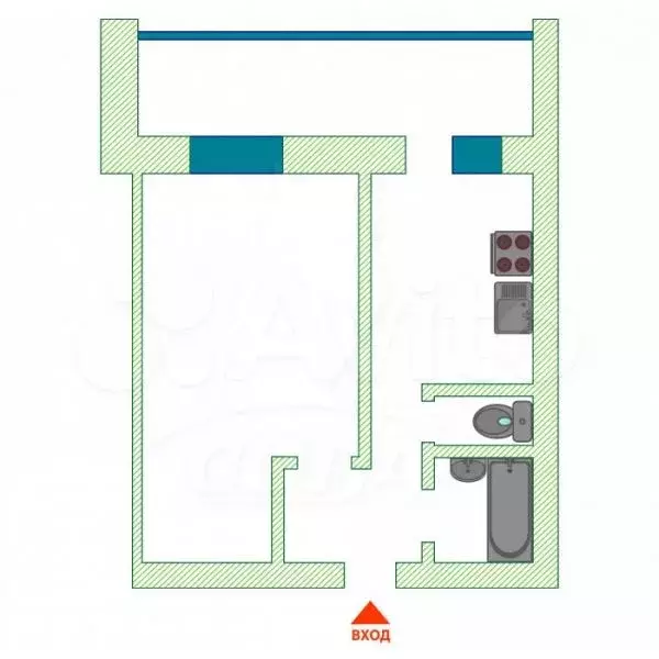 1-к. квартира, 35 м, 5/9 эт. - Фото 0