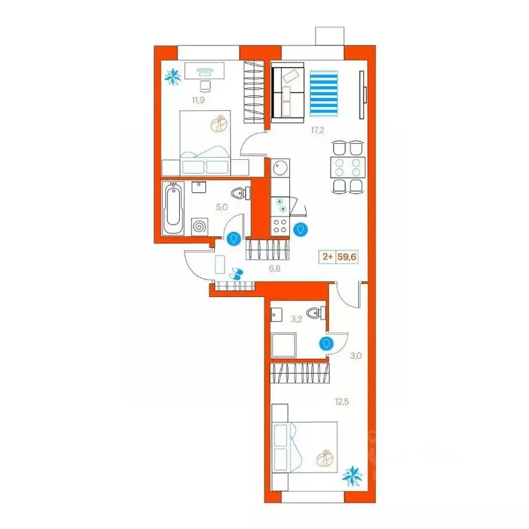 2-к кв. Тюменская область, Тюмень ул. Ветеранов Труда, 36к1 (59.6 м) - Фото 0