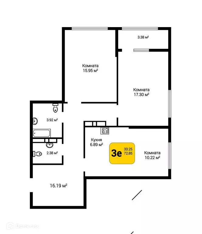 Продаётся 3-к квартира, 74.54 м - Фото 0