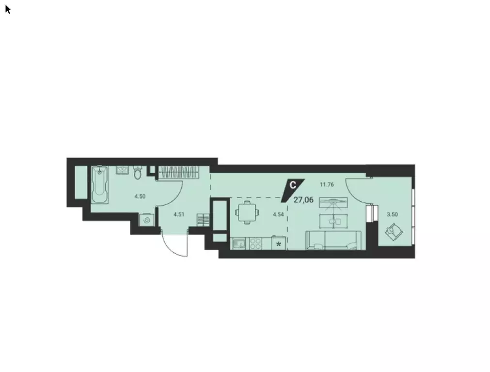 Продаётся квартира-студия, 27.06 м - Фото 0