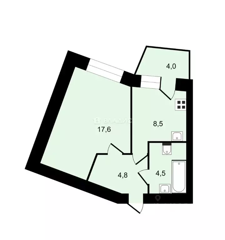 1-к кв. Санкт-Петербург ул. Бадаева, 14к1 (35.4 м) - Фото 1