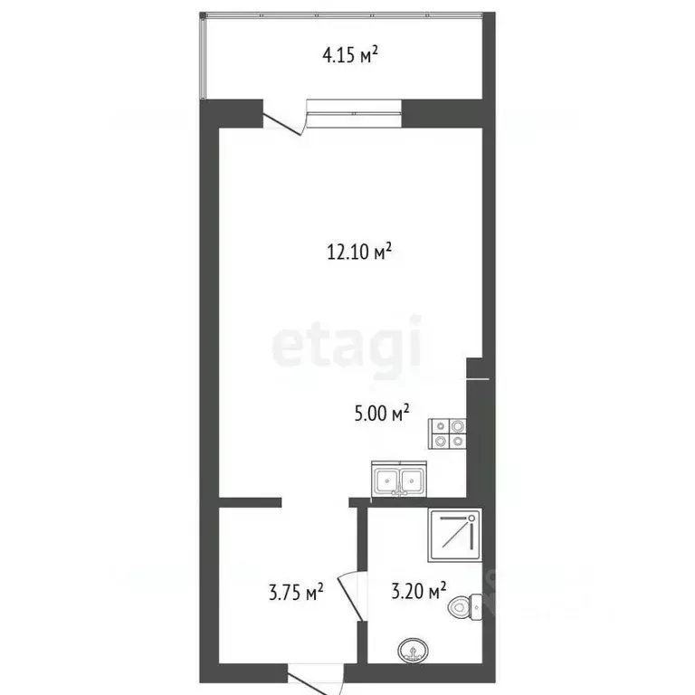 Студия Калининградская область, Калининград Батальная ул., 100 (24.3 ... - Фото 2