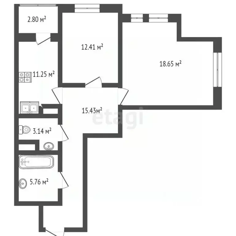 2-к кв. Калининградская область, Калининград ул. Гайдара, 90 (69.4 м) - Фото 1