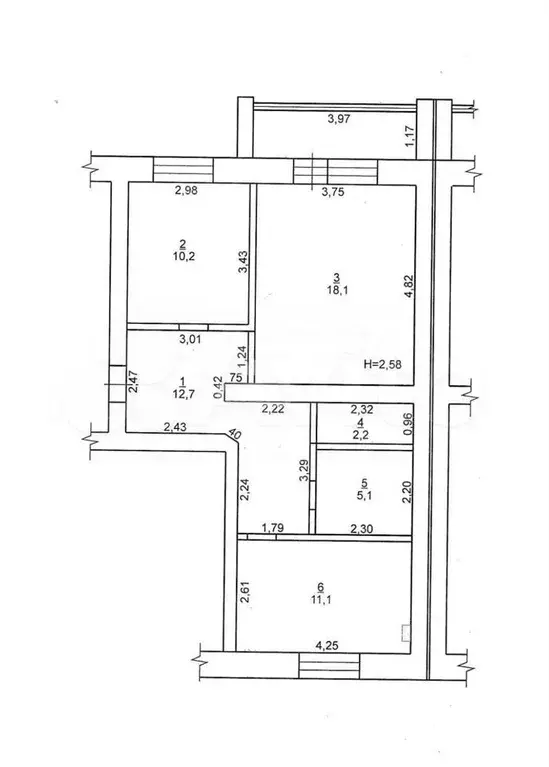 2-к. квартира, 59,4 м, 3/5 эт. - Фото 0