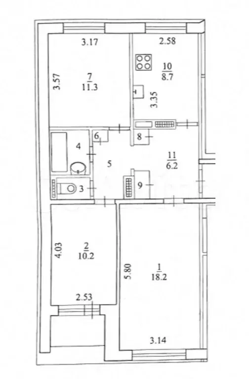 3-к. квартира, 63 м, 1/9 эт. - Фото 0