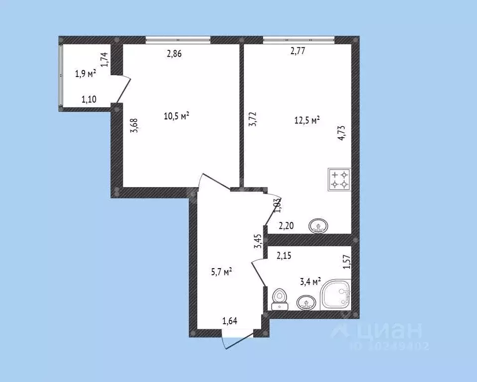 2-к кв. Башкортостан, Уфа Дема жилрайон, Экогород Яркий мкр, ул. ... - Фото 2