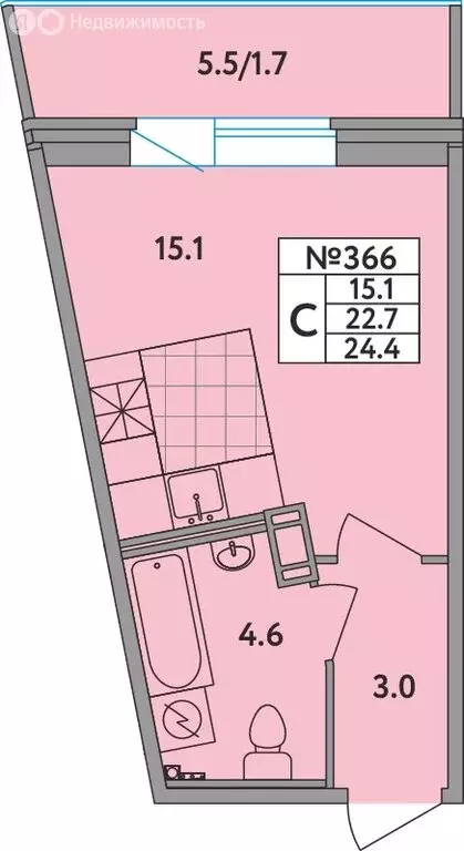 Квартира-студия: Новое Девяткино, Главная улица, 2 (24.4 м) - Фото 1