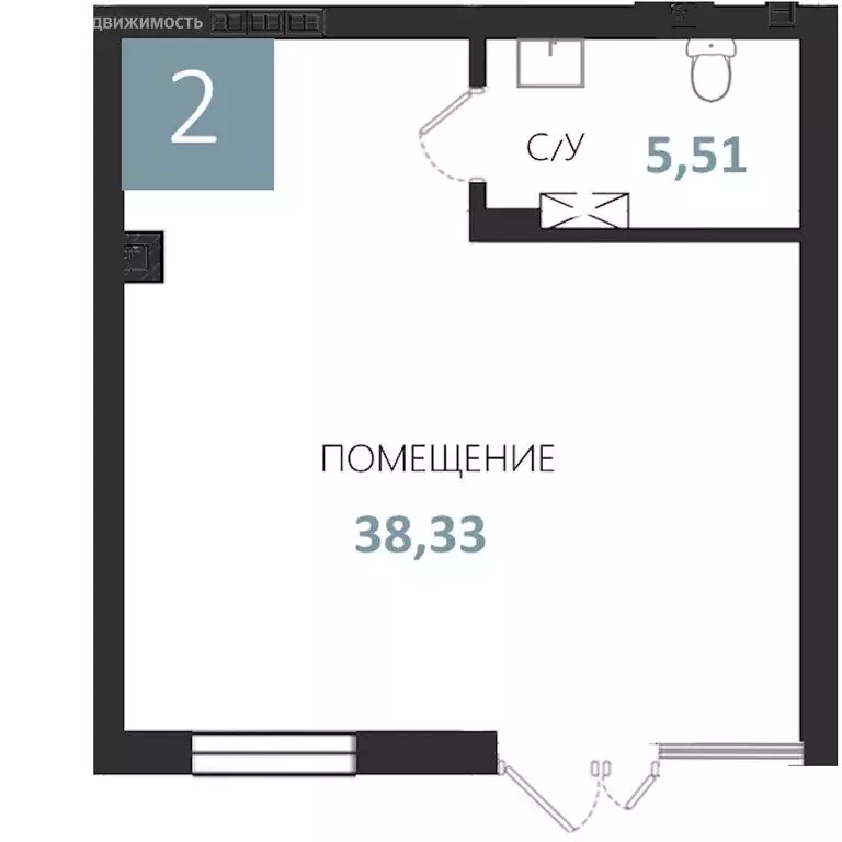 Офис (43.84 м) - Фото 1