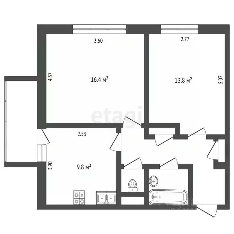 2-к кв. Москва ул. Артамонова, 16К1 (53.6 м) - Фото 1