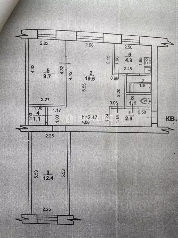 3-к кв. Башкортостан, Стерлитамак просп. Октября, 22 (53.5 м) - Фото 2
