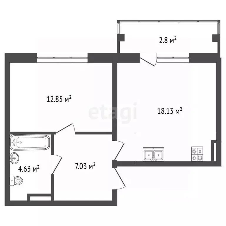 1-к кв. Кемеровская область, Кемерово Рекордная ул., 35 (42.5 м) - Фото 1