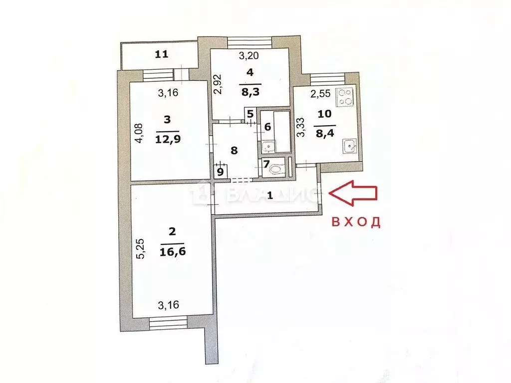 3-к кв. Белгородская область, Белгород ул. Костюкова, 45 (61.1 м) - Фото 1