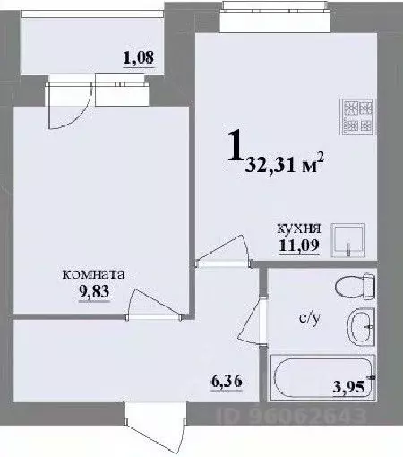 1-к кв. Владимирская область, Муром ул. 3-я Новослободская (32.31 м) - Фото 0