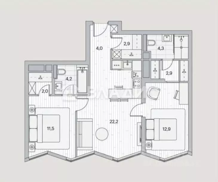 2-к кв. Москва Береговой проезд, 2 (66.0 м) - Фото 2