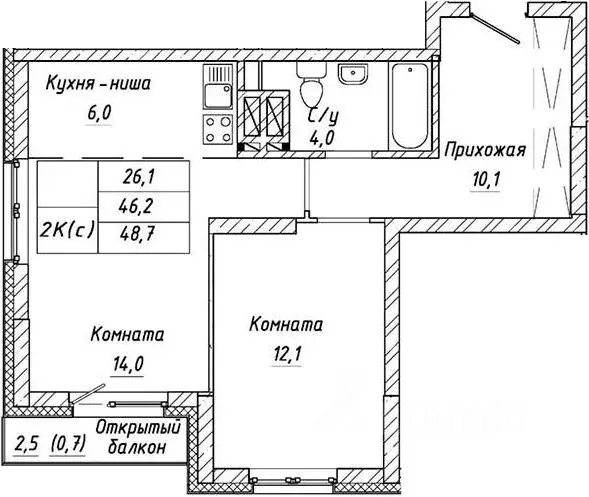 2-к кв. Новосибирская область, Новосибирск Тульская ул., 74 (48.0 м) - Фото 0