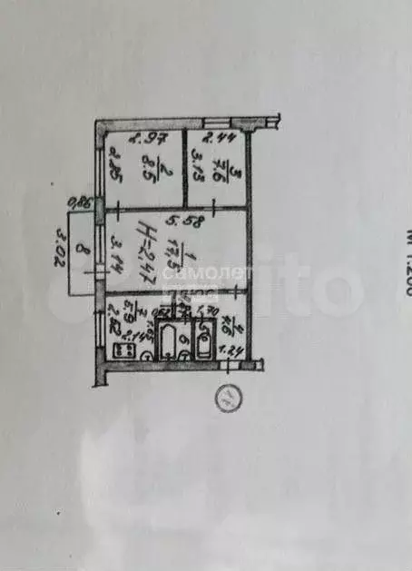 3-к. квартира, 47,5 м, 5/5 эт. - Фото 0