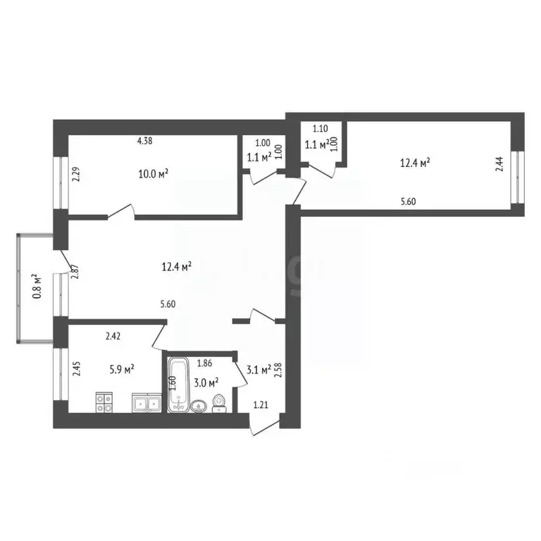 3-к кв. Тюменская область, Тюмень ул. Червишевский Тракт, 78 (55.6 м) - Фото 2
