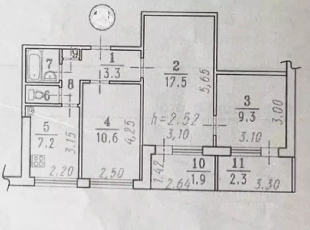 3-к кв. Омская область, Омск ул. Добровольского, 13 (54.1 м) - Фото 2