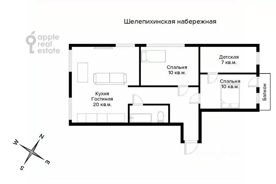4-к кв. Москва Шелепихинская наб., 4С1 (80.0 м) - Фото 1