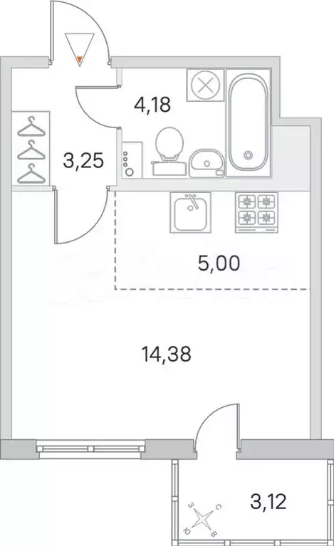 Квартира-студия, 27,8 м, 4/8 эт. - Фото 0