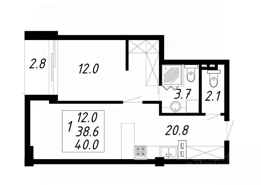 1-к кв. Ставропольский край, Ессентуки Озеро жилой комплекс (40.0 м) - Фото 1