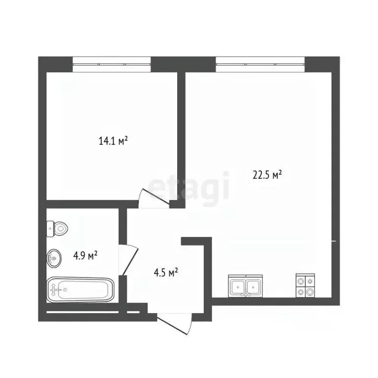 1-к кв. Тюменская область, Тюмень ул. Николая Машарова, 8 (46.3 м) - Фото 2