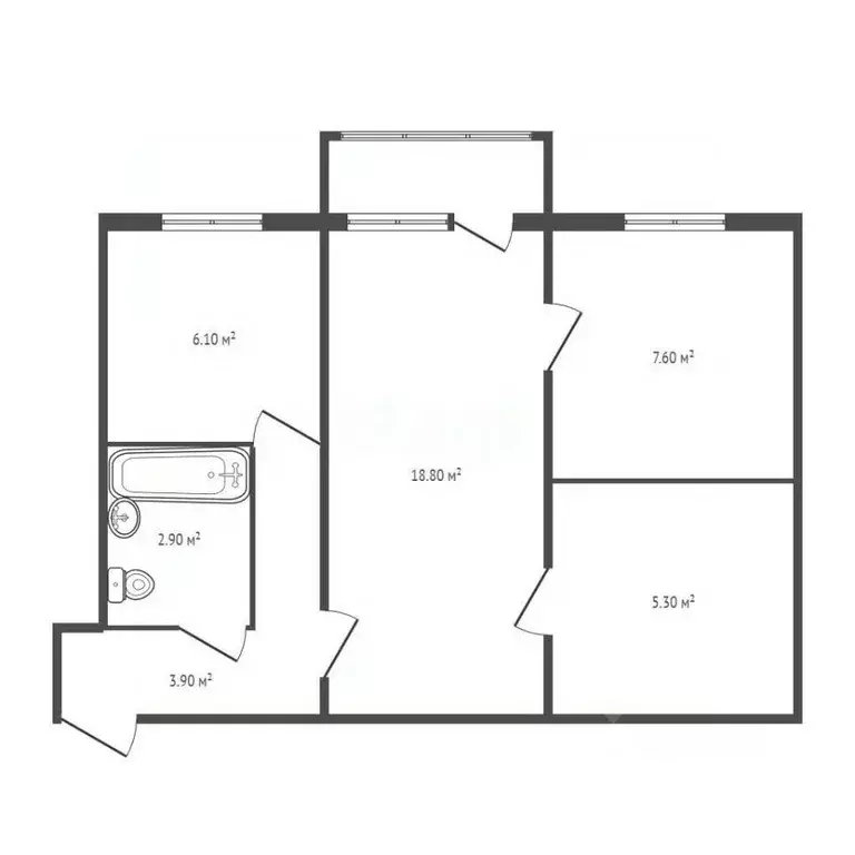 3-к кв. Брянская область, Брянск Клинцовская ул., 57 (45.4 м) - Фото 1